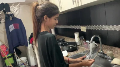 My stepsister teases me every time we’re home alone