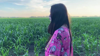 Stepsister got nervous in the cornfield and found comfort in her stepbrother’s big cock